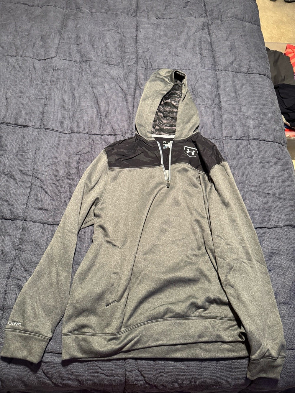 Under Armour Black & Gray ColdGear Hooded Pullover